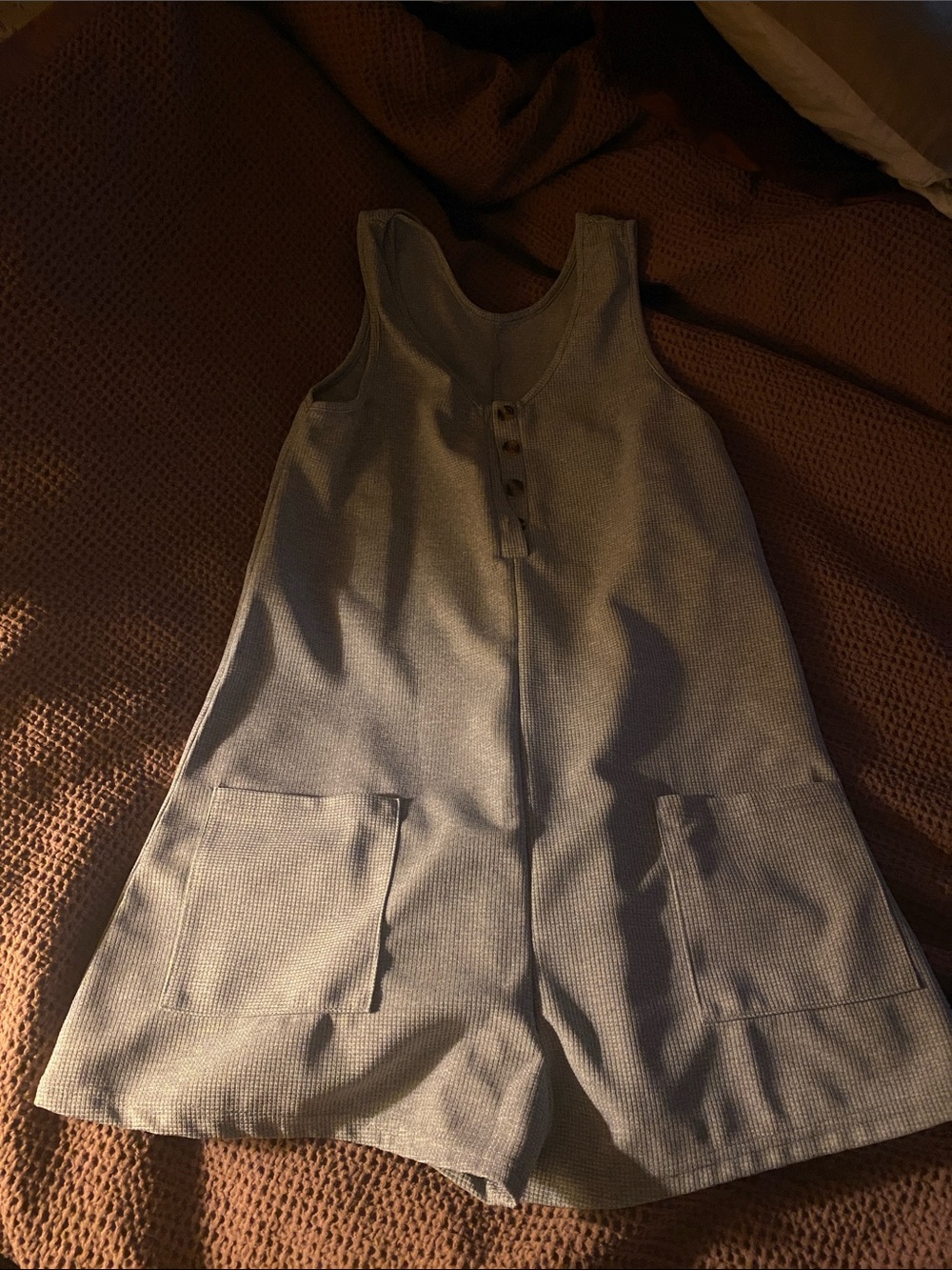 Sleeveless Light Cotton Blend Romper with Front Pockets